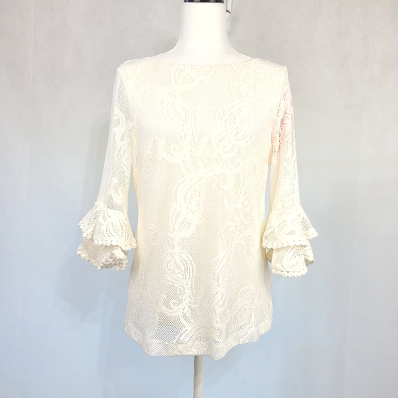 NEW Lily Pulitzer Liana laced Top in Off White, Size M - Picture 3 of 7